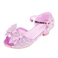 thumbnail image 1 of Povozer Flower Girls Wedding Party High Heel Princess Shoes for Kid Toddler(Purple,9-9.5 Years), 1 of 4