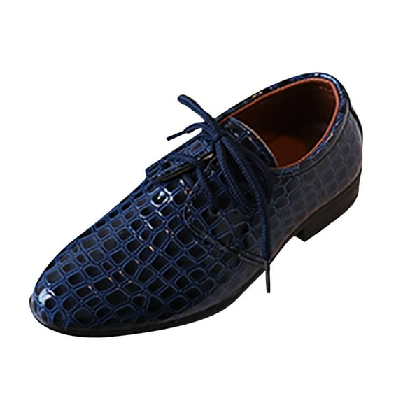 Povozer Formal Dress for Boy Casual School Formal Lace up Dress Shoes for Boy(Blue,11.5 Little Child)