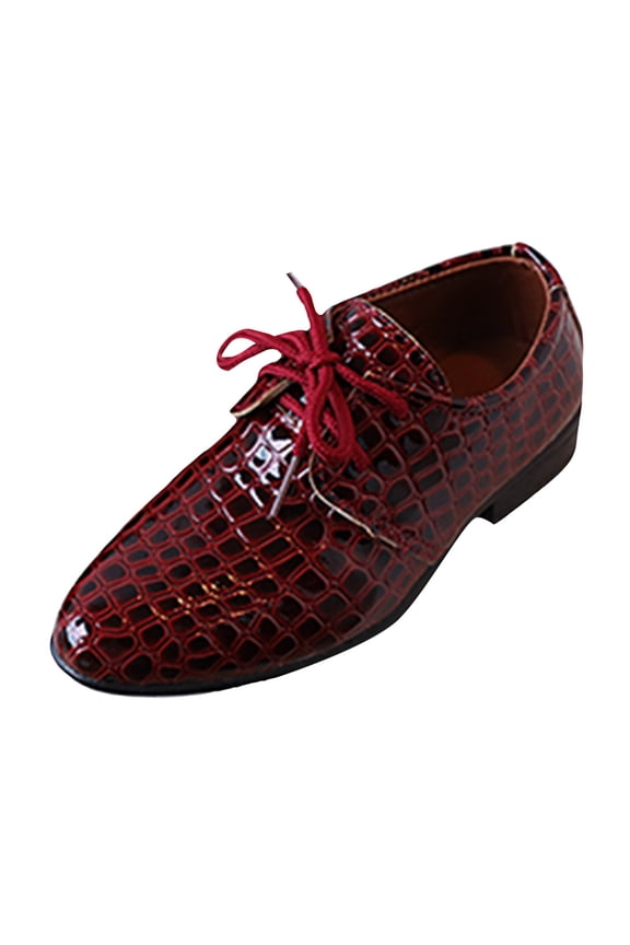 Formal Dress for Boy Casual School Formal Lace up Dress Shoes for Boy(Red,13.5 Little Child)