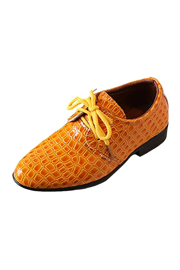 Formal Dress for Boy Casual School Formal Lace up Dress Shoes for Boy(Yellow,12.5 Little Child)