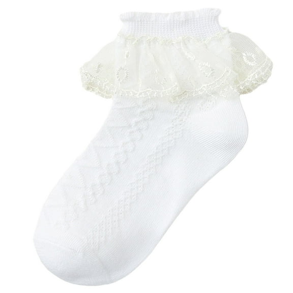 Povozer Girl Ruffle Dress Socks Toddler Girls Ruffle Socks Girl Frilly Dress Socks Sock with Big Ruffles for Baby Little Kids for 4-6 Years,Yellow