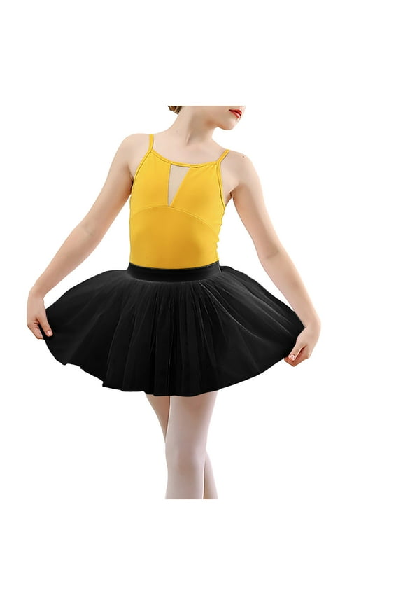 Girl Tutu Skirt Tulle Fluffy Princess Ballet Dress Up Dance Party Costume(Black,8-12T)