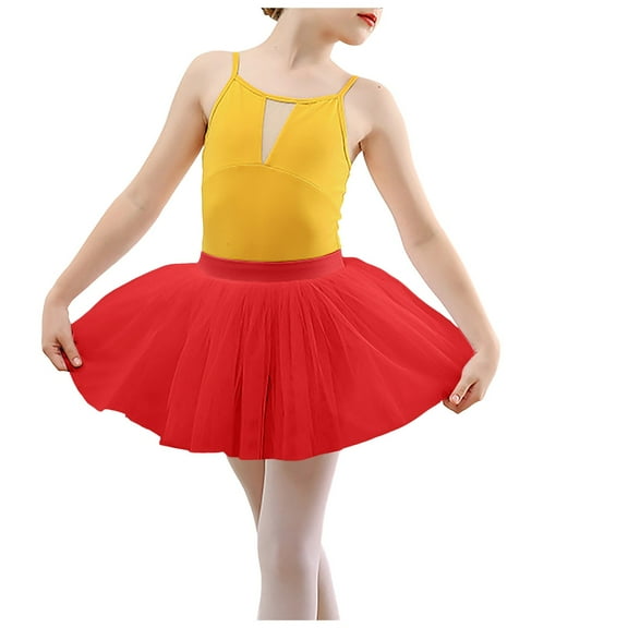 Povozer Girl Tutu Skirt Tulle Fluffy Princess Ballet Dress Up Dance Party Costume(RD1,5-8T)