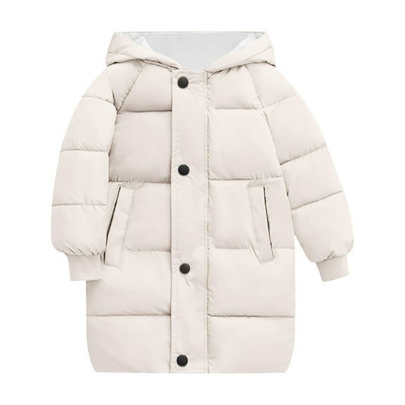 Povozer Girl's Lightweight Puffer Jacket Hooded Winter Outerwear Coats(Beige,18-24M)
