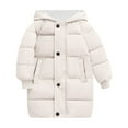 thumbnail image 1 of Povozer Girl's Lightweight Puffer Jacket Hooded Winter Outerwear Coats(Beige,6-7Y), 1 of 4