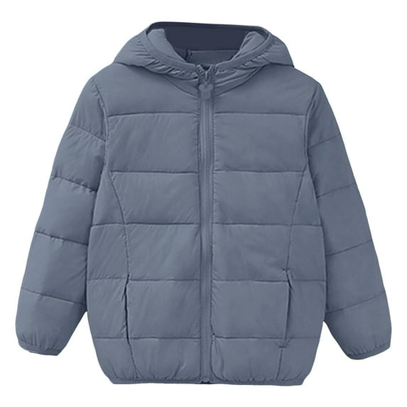 Povozer Girl's Puffer Jacket Hooded Winter Jacket Warm Winter Coat Fleece Jacket(Blue,4-5Y)