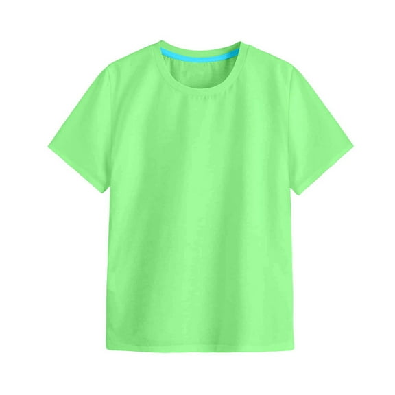 Povozer Girl's Short Sleeve T-shirt Girls Shirts Short Sleeve Soft Cotton T-Shirts Plain Tees Tops Clothes for Kids for 7-8 Years,Light Green