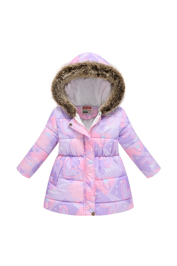 Girl's Winter Coat Parka Water Resistant Puffer Jacket with Fleece Lined(Light Purple,5-6Y)