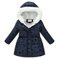 thumbnail image 1 of Povozer Girl's Winter Coat Warm Fleece Puffer Jacket Waterproof Parka with Hood(Black,7T-8T), 1 of 5
