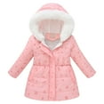 thumbnail image 1 of Povozer Girl's Winter Coat Warm Fleece Puffer Jacket Waterproof Parka with Hood(Light Pink,4T-5T), 1 of 6