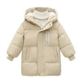 thumbnail image 1 of Povozer Kids Boy Girl Puffer Jacket Coat Hood Lightweight Warm Winter Outwear(Beige,4-5Y), 1 of 6