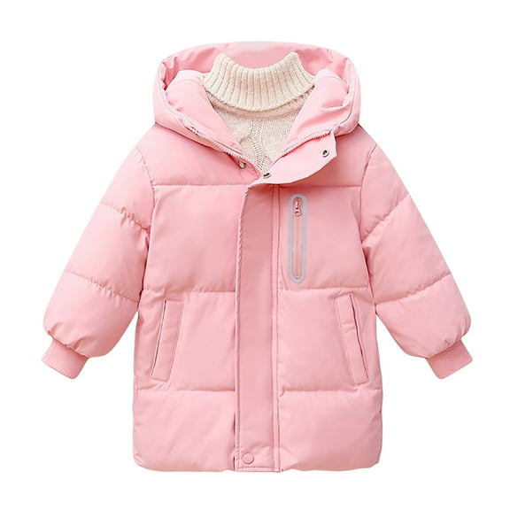 Povozer Girl's Winter Coat Warm Puffer Jacket Coat with Hood(Pink,7-8Y)