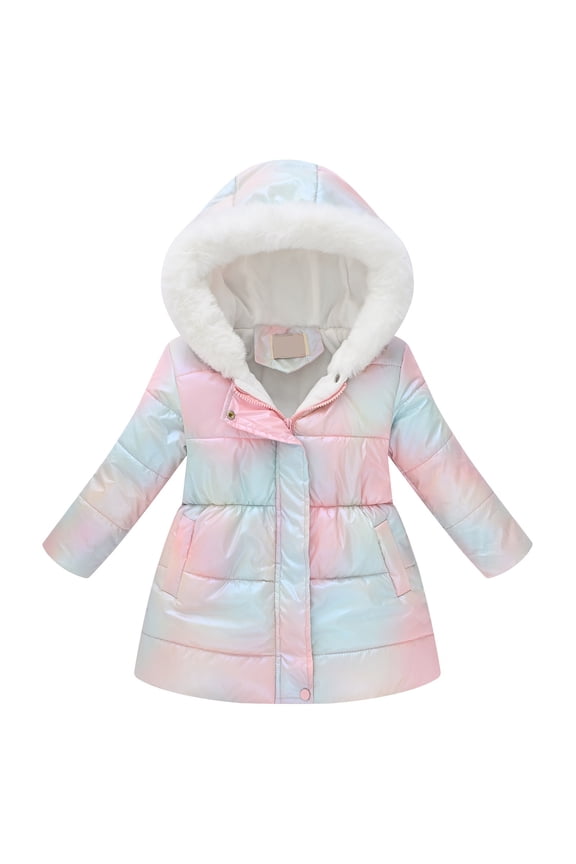 Girl's Winter Parka Coat Long Waterproof Warm Fleece Puffer Jacket(Multicolour,5-6Y)
