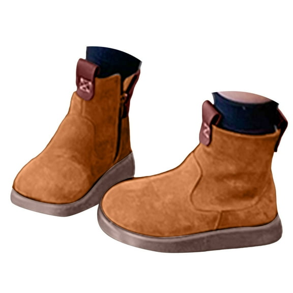 Povozer Girls Ankle Boots Kids Comfortable Slip on Lug Sole Chelsea Booties for Toddler Little Kid Big Kids(Yellow,13)