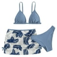 thumbnail image 1 of Povozer Girls' Beach Sport Wrap Around Bikini 3-Piece Swimsuit Bathing Suits Set with Beach Skirt(Light Blue,13-14 Years), 1 of 4