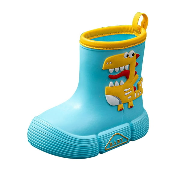 Povozer Girls Boys Rainboots Rubber Water Footwear Rain Boots Cartoon Shoes(Blue,9 Toddler)