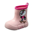 thumbnail image 1 of Povozer Girls Boys Rainboots Rubber Water Footwear Rain Boots Cartoon Shoes(Pink,1 Big Kid), 1 of 5