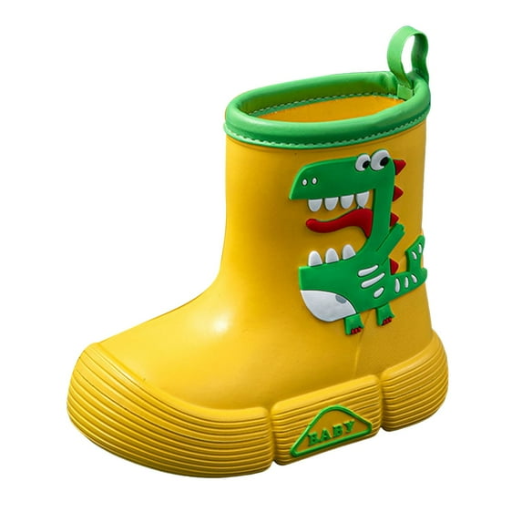 Povozer Girls Boys Rainboots Rubber Water Footwear Rain Boots Cartoon Shoes(Yellow,12 Little Kid)