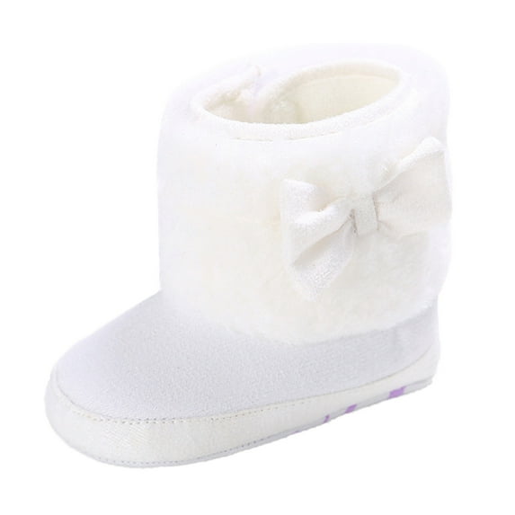 Povozer Girls Boys Snow Boots Warm Winter Lined Baby Shoes(White,11)