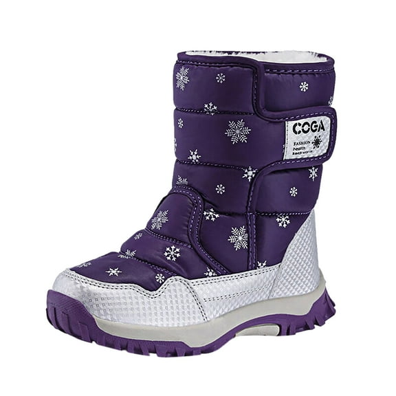Povozer Girls Boys Snow Boots Winter Outdoor Waterproof Slip Resistant Shoes(Purple,10.5)