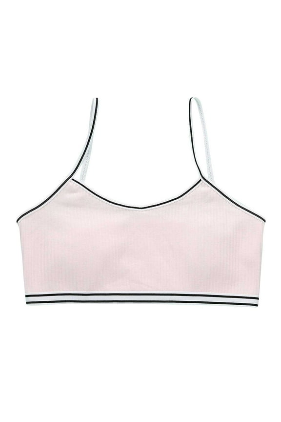 Girls' Bralette Organic Cotton Cami Crop Training Bra(Pink,12-16Y)