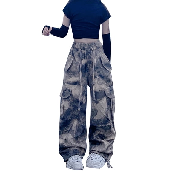 Povozer Girls Cargo Pants Girl Clothes Girls and Toddlers' School Uniform Straight Leg Adjustable Waist Flat-Front Chino Pants,Size 4-5 Years,Camouflage