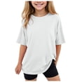 thumbnail image 1 of Povozer Girls Casual Short Sleeve T Shirt 2025 Girls Pleated Short Sleeve T Shirts Kids Summer Crewneck Shirts Casual Tops Tees for 100,White, 1 of 4