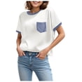 thumbnail image 1 of Povozer Girls Casual Short Sleeve T Shirts Basic Crewneck Tunic Blouses Tops(Blue,5-6Y), 1 of 6