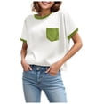 thumbnail image 1 of Povozer Girls Casual Short Sleeve T Shirts Basic Crewneck Tunic Blouses Tops(Green,5-6Y), 1 of 5