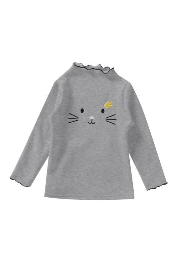 Girls Casual Tunic Tops Knot Front Long Sleeve Loose Soft Blouse T-Shirt(Gray,5-6 Years)