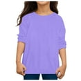 thumbnail image 1 of Povozer Girls Casual Tunic Tops Knot Front Long Sleeve Loose Soft Blouse T-Shirt(Purple,6-7 years), 1 of 3