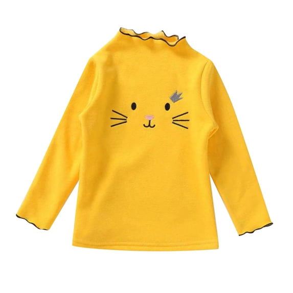 Povozer Toddler Baby Girls Turtleneck T Shirt Long Sleeve Basic Solid Blouse(Yellow,7-8Y)