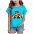 thumbnail image 1 of Povozer Girls Christmas Shirts Kids Cute Bow Graphic Tee Boys Girls Christmas Shirts Toddler Kids Merry and Bright Shirt,Size 5-6 Years,Blue, 1 of 6