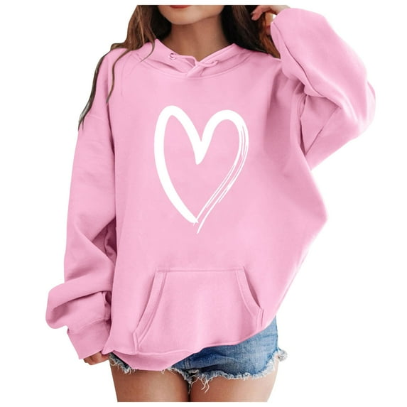 Povozer Girls Crewneck Sweatshirt Soft Midweight Pullover for Girls(Pink,11-12 Years)