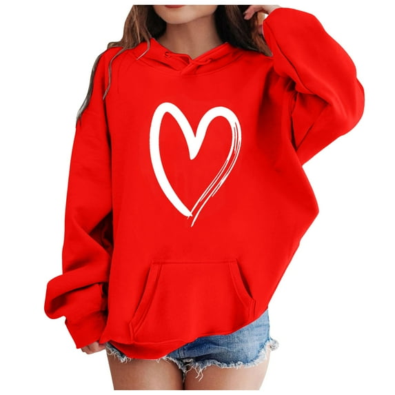 Povozer Girls Crewneck Sweatshirt Soft Midweight Pullover for Girls(Watermelon Red,7-8 Years)