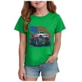 thumbnail image 1 of Povozer Girls Graphic Tees Toddler Girl 4th of July Patriotic Shirt America Letter Print Tshirt USA Flag Graphic Tee Top,Size 13-14 Years,Green, 1 of 5