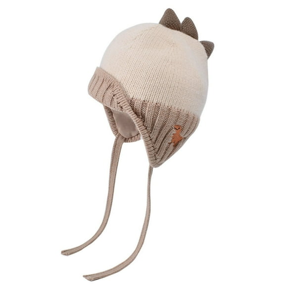 Povozer Girls Knit Hats Winter Fleece Lining Skiing Winter Caps with Ear Flap(Beige,One Size)