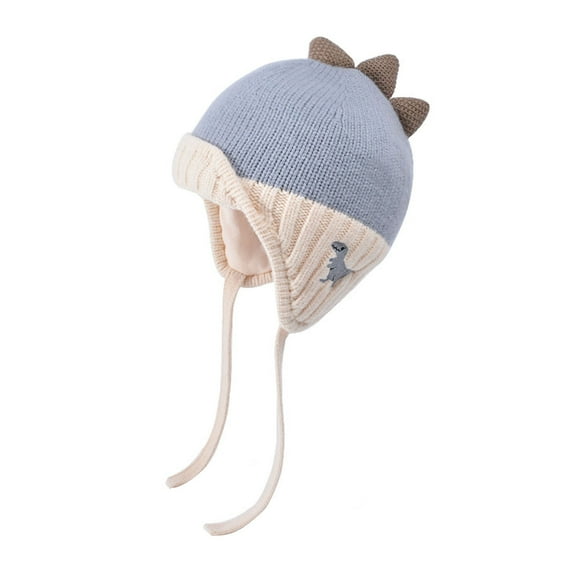 Povozer Girls Knit Hats Winter Fleece Lining Skiing Winter Caps with Ear Flap(Blue,One Size)