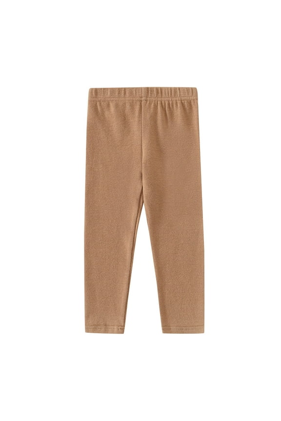 Girls Legging Cotton Ankle Length Kids & Toddler Pants(Khaki,4-5 Years)