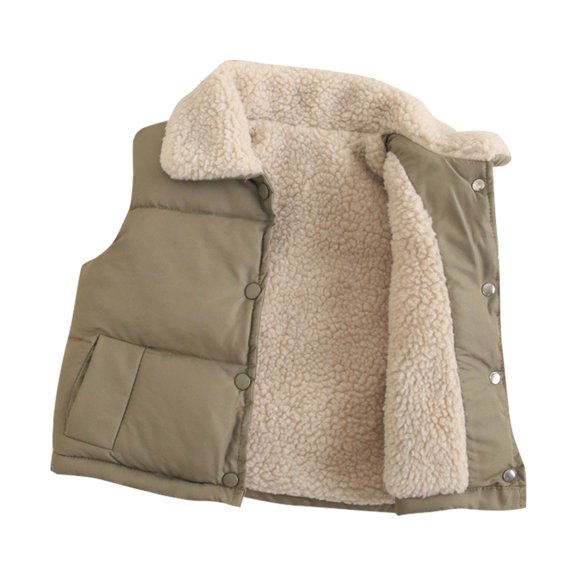 Povozer Girls Lightweight Puffer Vest Casual Sleeveless Jacket Kids Quilted Gilet with Pockets(Green,8-9 Years)