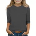 thumbnail image 1 of Povozer Girls Long Sleeve Cute Shirt Kids Crewneck T Shirts Girls Tops Clothes(Dark Gray,8-9Y), 1 of 5