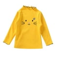 thumbnail image 1 of Povozer Girls Long Sleeve Shirts Casual Winter Baby Girl Clothes Toddler Girls Long Sleeve Ruffle T Shirts Cat Print Top Shirts Casual Blouse Size 7-8 Years,Yellow, 1 of 5