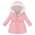 thumbnail image 1 of Povozer Girls' Long Winter Coats Warm Parka Lined Puffer Jacket Thicken Fleece Hooded(Light Pink,7T-8T), 1 of 6