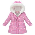 thumbnail image 1 of Povozer Girls' Long Winter Coats Warm Parka Lined Puffer Jacket Thicken Fleece Hooded(Pink,4T-5T), 1 of 6
