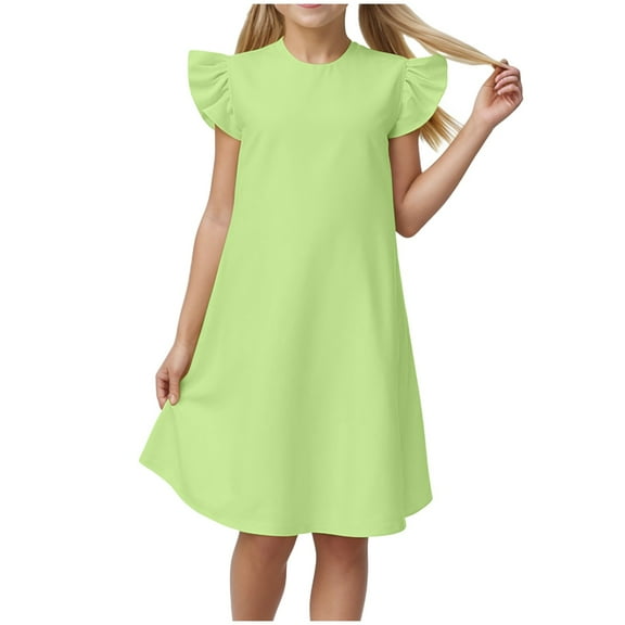 Povozer Girls Nightgowns Sleepwear Summer Girl'S Nightgowns Cotton Sleep Shirts Sleepwear Princess Nightdress for 9-10 Years,Green