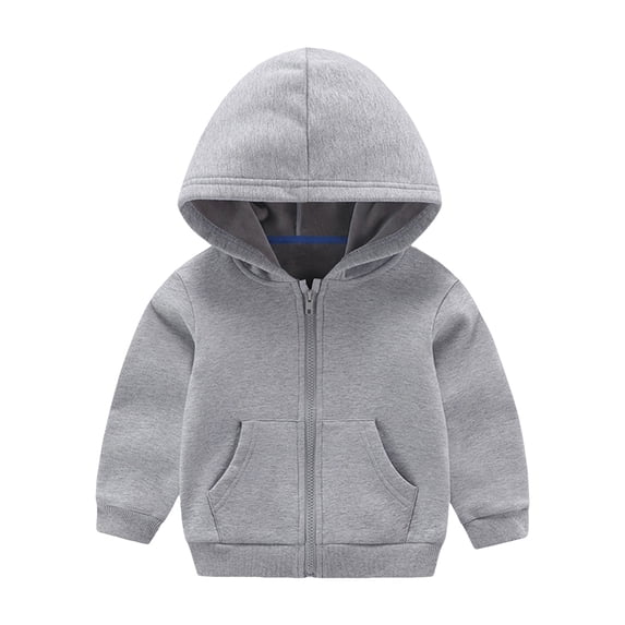 Povozer Unisex Boy's Girls Winter Warm Sherpa Lined Zip up Sweatshirt Fleece Jacket Kid's Hoodie Outerwear(Gray,4-5 Years)