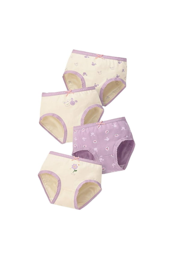 Girls' Period Underwear Cotton First Period Starter Menstrual Panties for Teen Girls 4 Pack(Purple,7-8 Years)