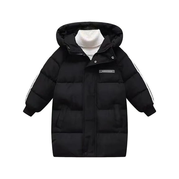 Povozer Girls' Puffer Jacket Soft Fleece Lined Warm Hooded Winter Coat(Black,9-10Y)
