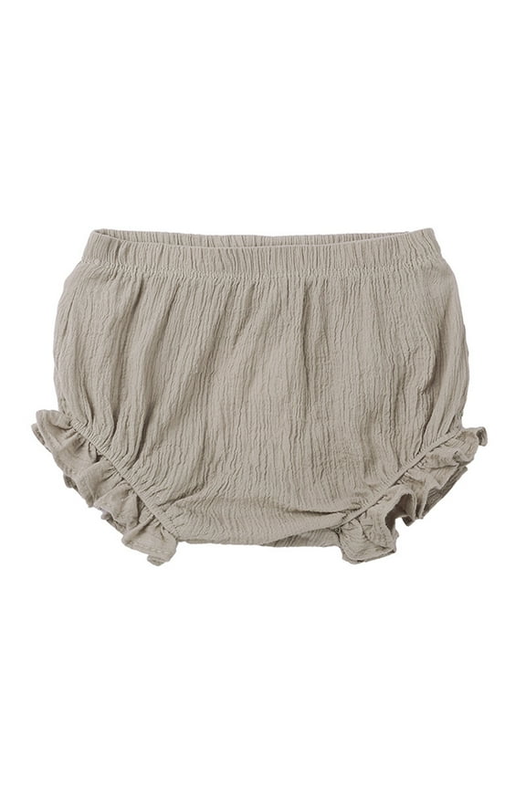 Girls' Pull-on Short Shorts Newborn Baby Girls Boys Pants Cotton Linen Blend Cute Floral Bloomers Triangle Shorts for 12-18 Months,Khaki