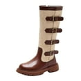 thumbnail image 1 of Povozer Girls Riding Boots Knee High Side Zipper Mid Calf Shoes(Brown,11.5), 1 of 6